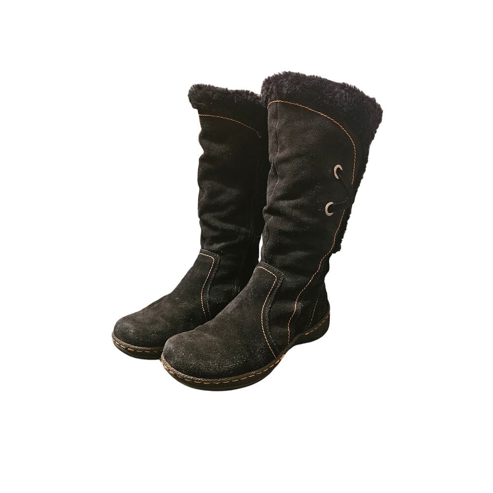 St Johns Bay Faux Fur Brown Knee High Zippered Boots Womens Size 9M‎